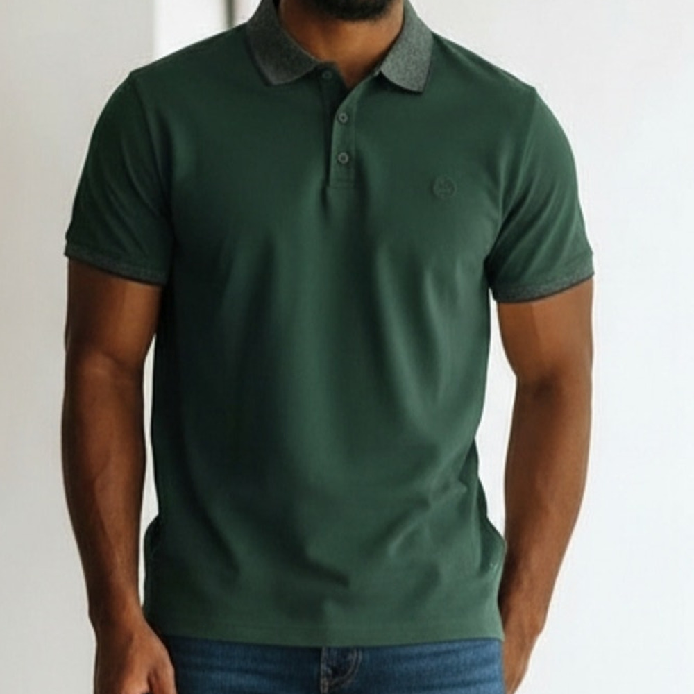 AG Polo Shirt Green Contrast Trim Green Label Logo Short Sleeve Men's Size M